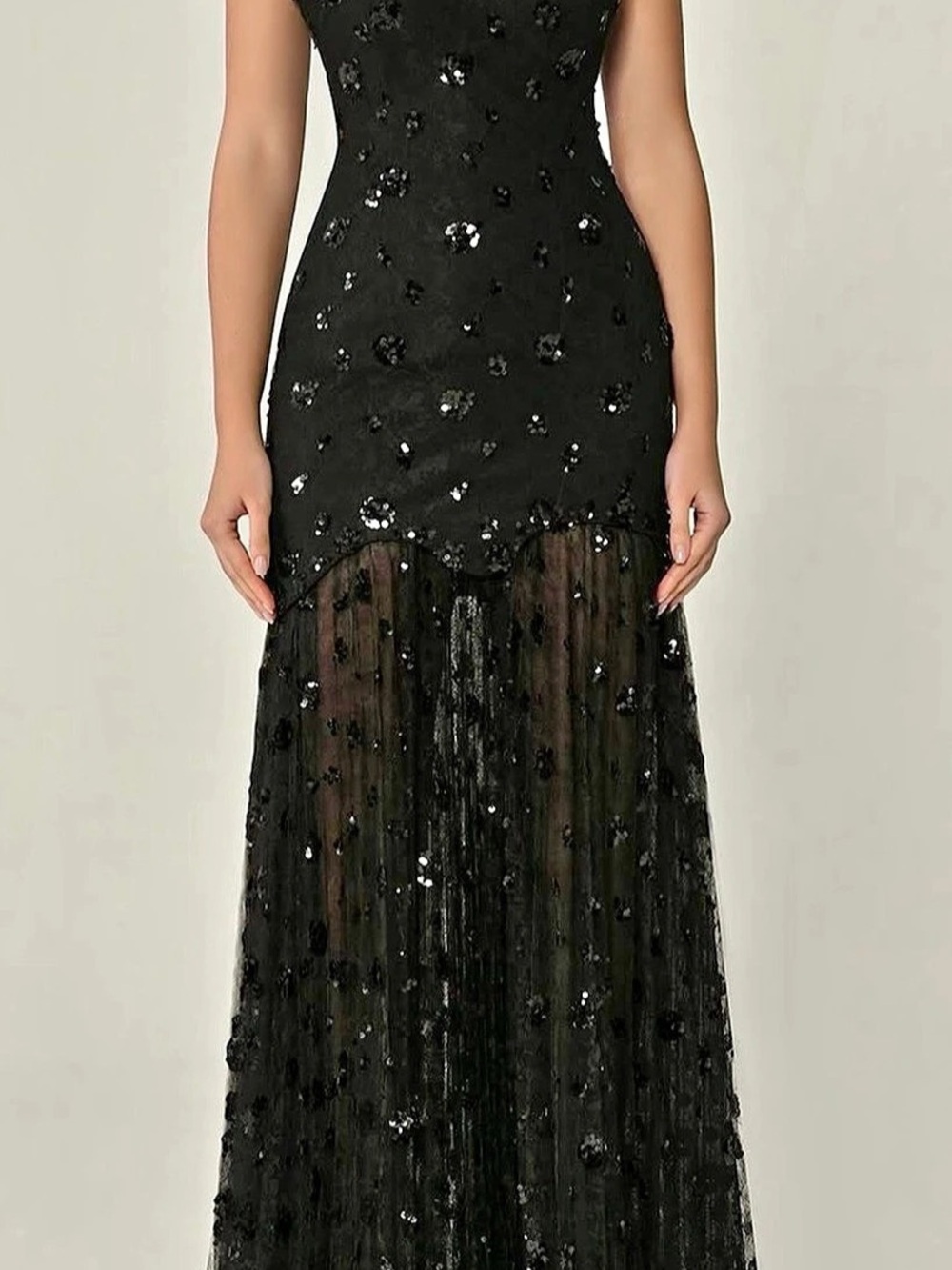 Alfabeta Black Sequin Maxi Dress